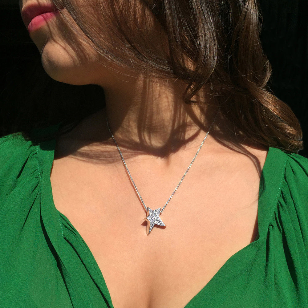 Odyssey diamond Large Star pendant necklace set in 18ct white gold by Stefano Canturi