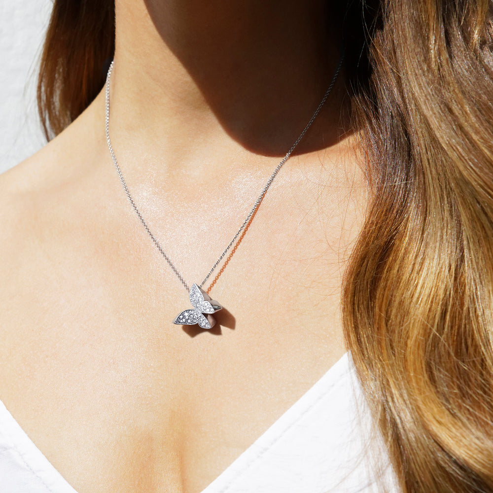 Odyssey diamond Butterfly pendant necklace set in 18ct white gold by Stefano Canturi