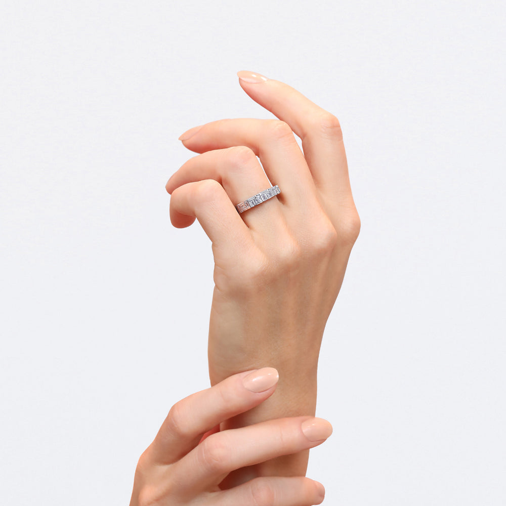 Cubism Fitted Narrow Diamond Ring set in 18ct White Gold by Stefano Canturi