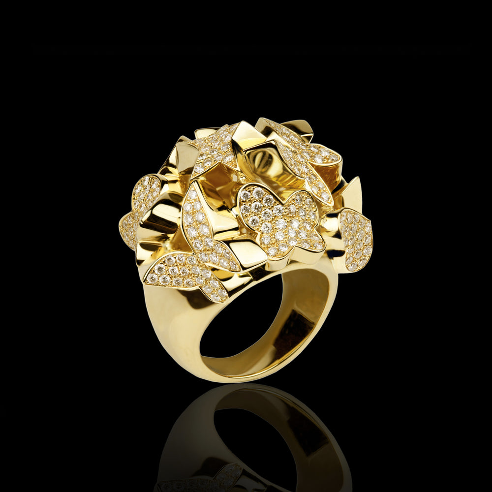 Odyssey multi-shape diamond ring in 18ct yellow gold by Stefano Canturi