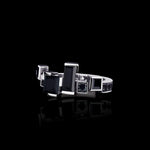 Cubism Radiant Australian black sapphire ring in 18ct white gold by Stefano Canturi