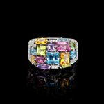 Cubism Colourburst Domed Diamond and Gemstone ring in 18ct white gold by Stefano Canturi