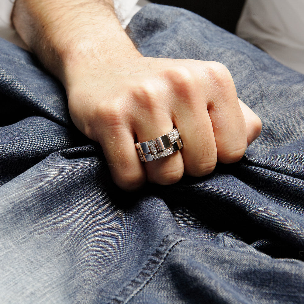 Cubism Pavé 11mm diamond ring in 18ct white gold by Stefano Canturi