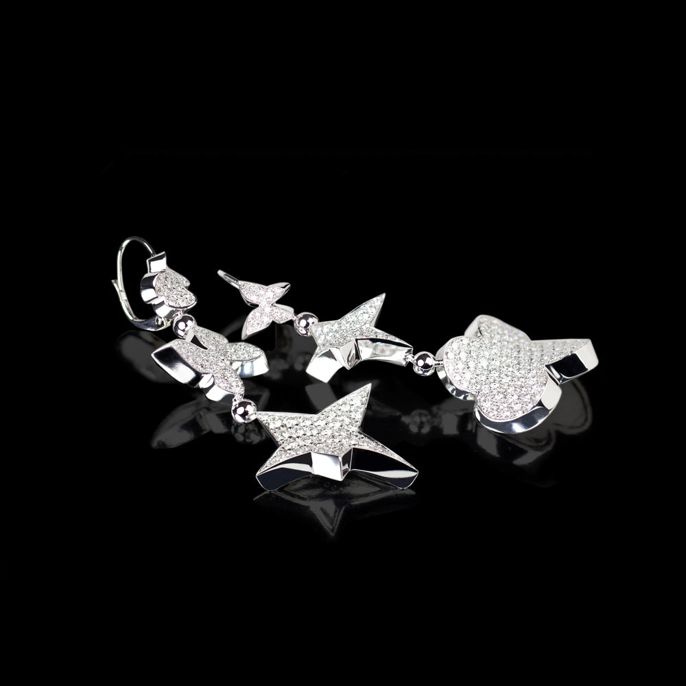 Odyssey 3 drop diamond earrings in 18ct white gold by Stefano Canturi