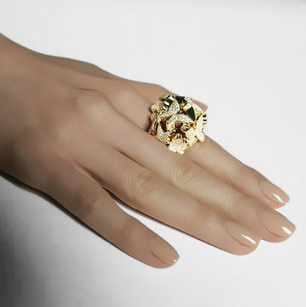 Odyssey multi-shape diamond ring in 18ct yellow gold by Stefano Canturi