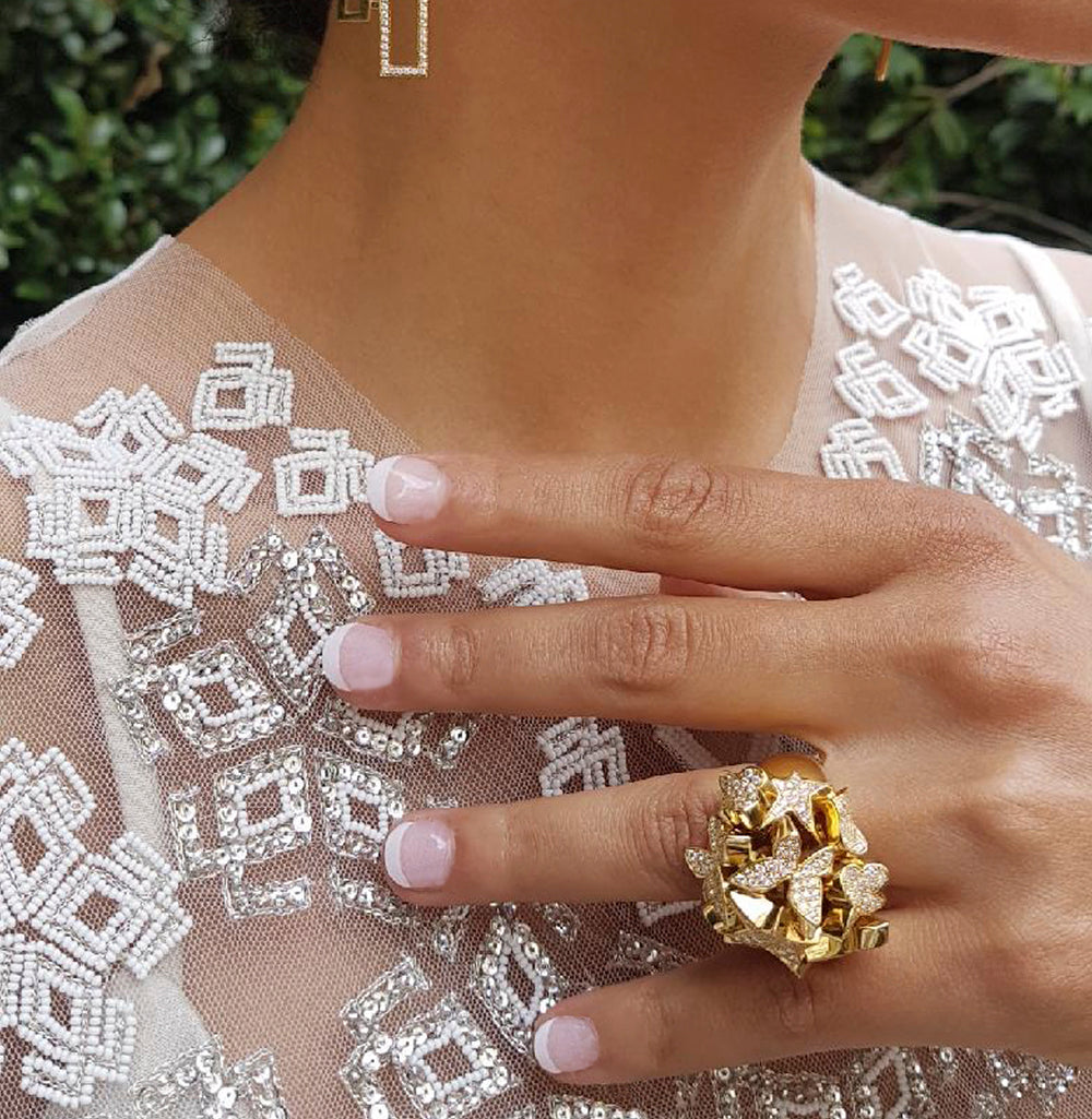 Odyssey multi-shape diamond ring in 18ct yellow gold by Stefano Canturi