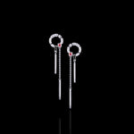 Regina Swing Earrings featuring diamonds, Australian black sapphires and rubies in 18ct White Gold by Stefano Canturi