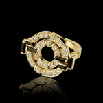 Regina double link diamond and Australian black sapphire ring in 18ct yellow gold by Stefano Canturi