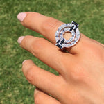 Regina double link diamond and Australian black sapphire ring by Stefano Canturi