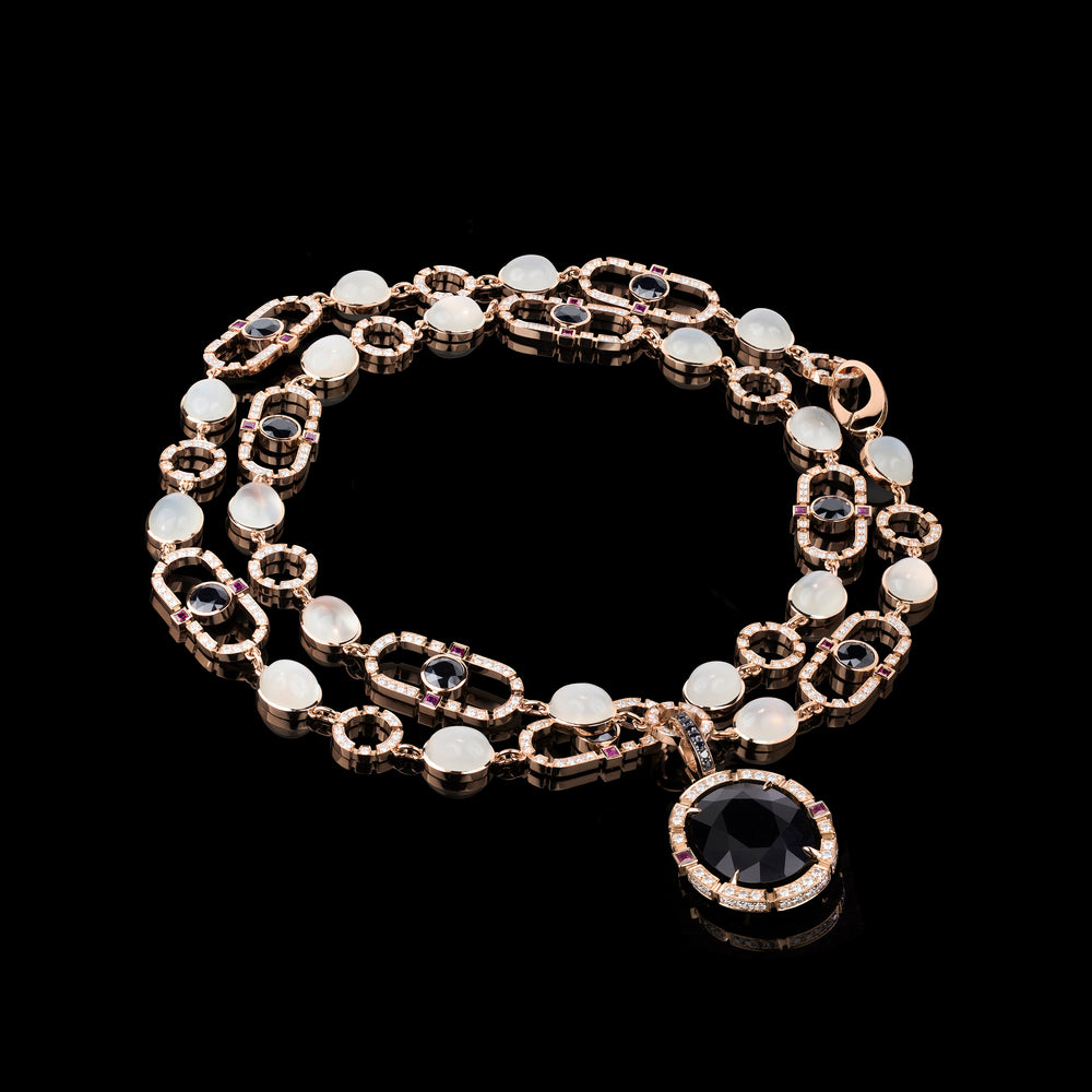 Regina moonstone neckpiece in 18ct pink gold by Stefano Canturi