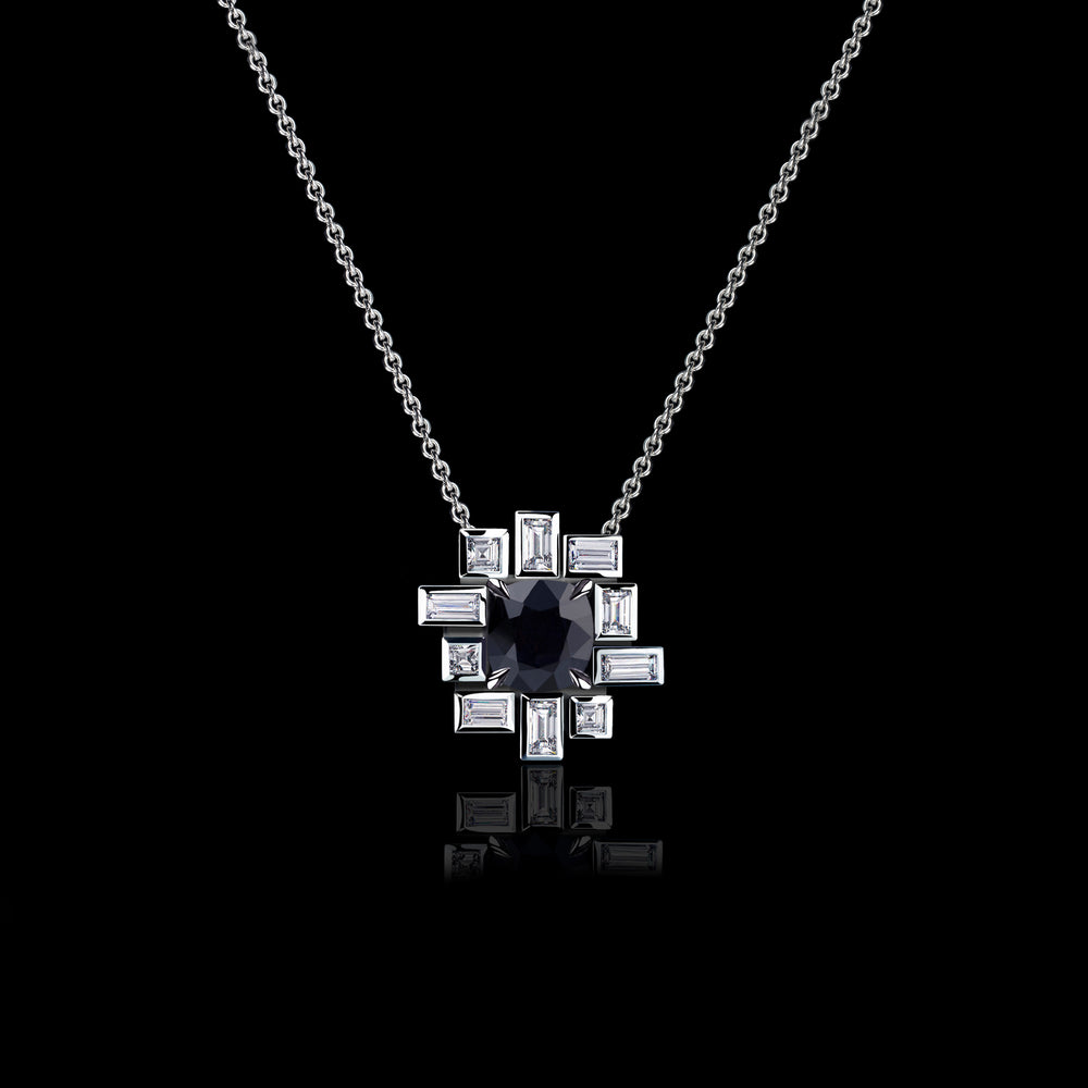 Stella diamond and Australian black sapphire necklace in 18ct white gold by Stefano Canturi