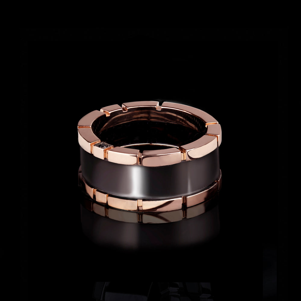 Regina 11mm ceramic ring in 18ct pink gold by Stefano Canturi