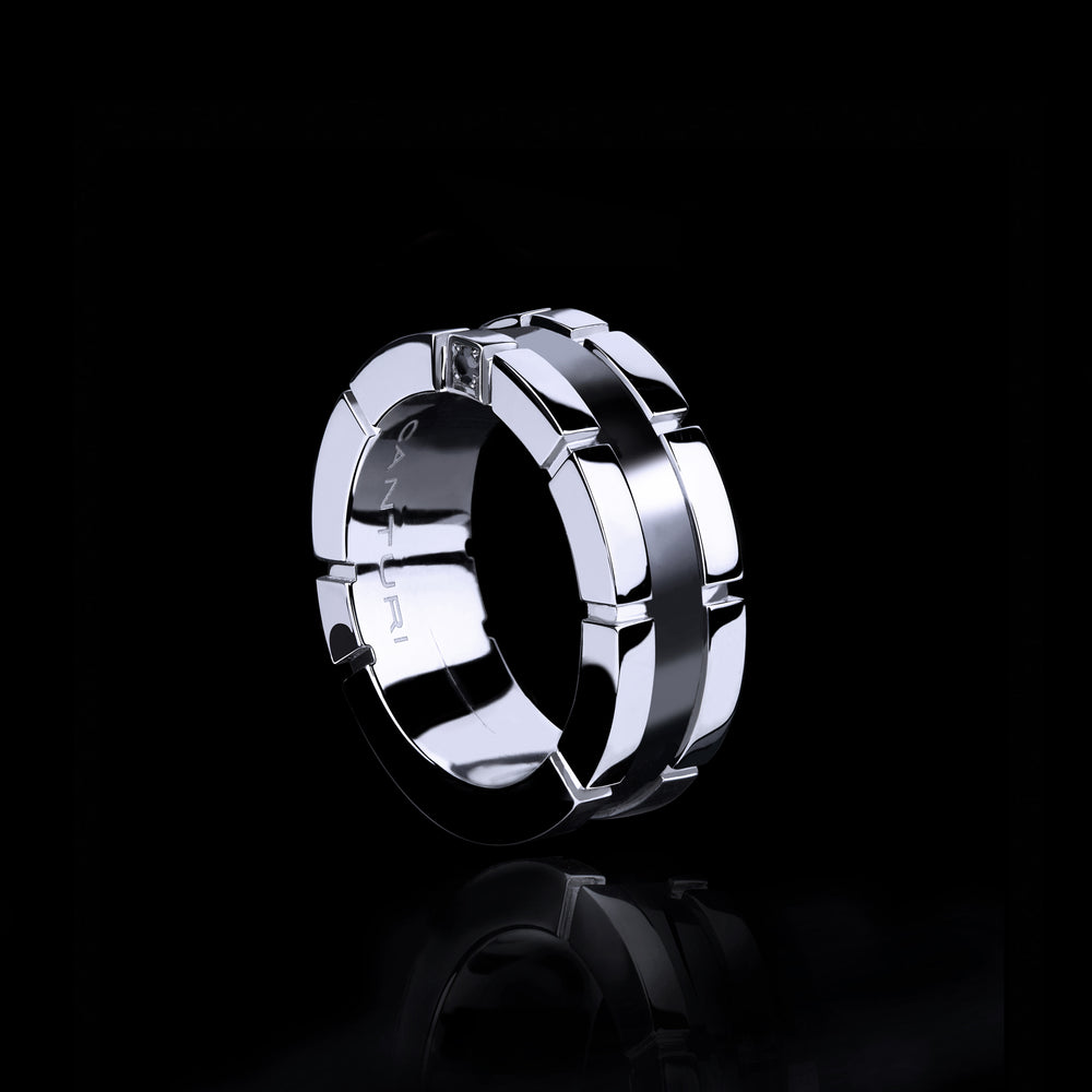 Regina 7mm ceramic ring in 18ct white gold by Stefano Canturi
